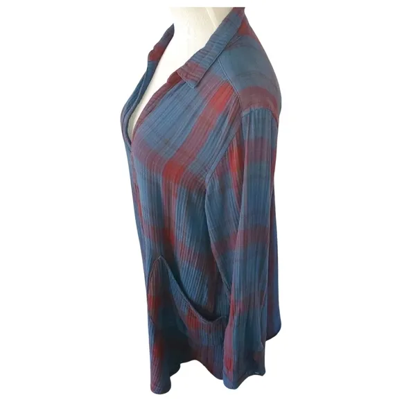 FREE PEOPLE ‎ x CP SHADES Blue/Red Campfire Plaid Shirt Dress/Tunic Women's M