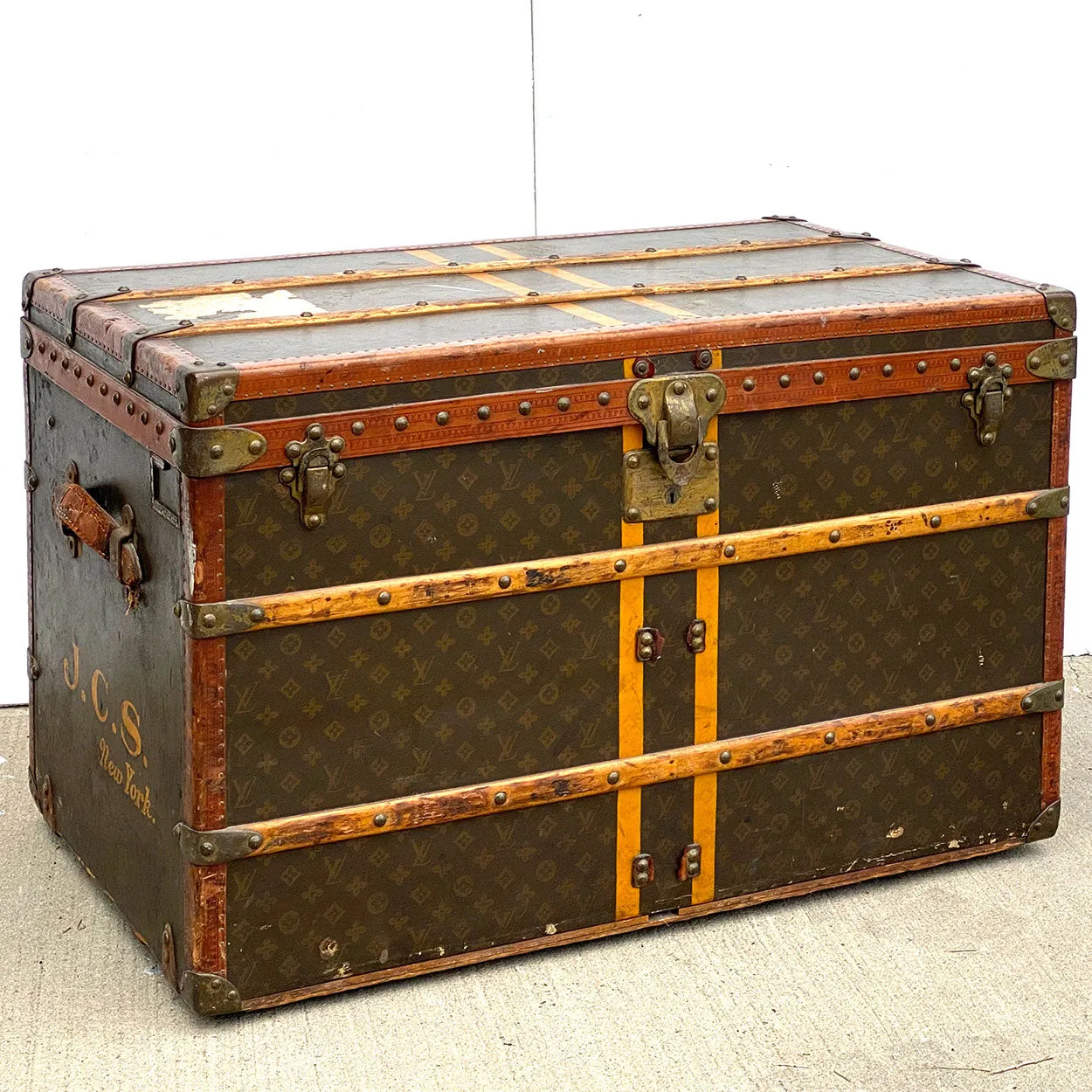 French Louis Vuitton for Arthur Gilmore Classic Monogram Canvas Steamer Trunk