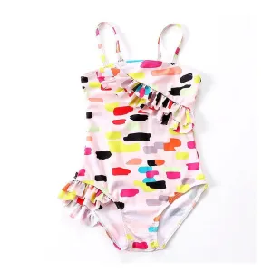 Girls Multicolor Patchwork Swimsuit