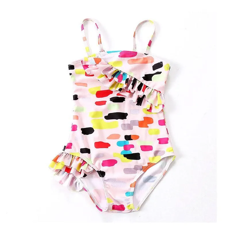 Girls Multicolor Patchwork Swimsuit