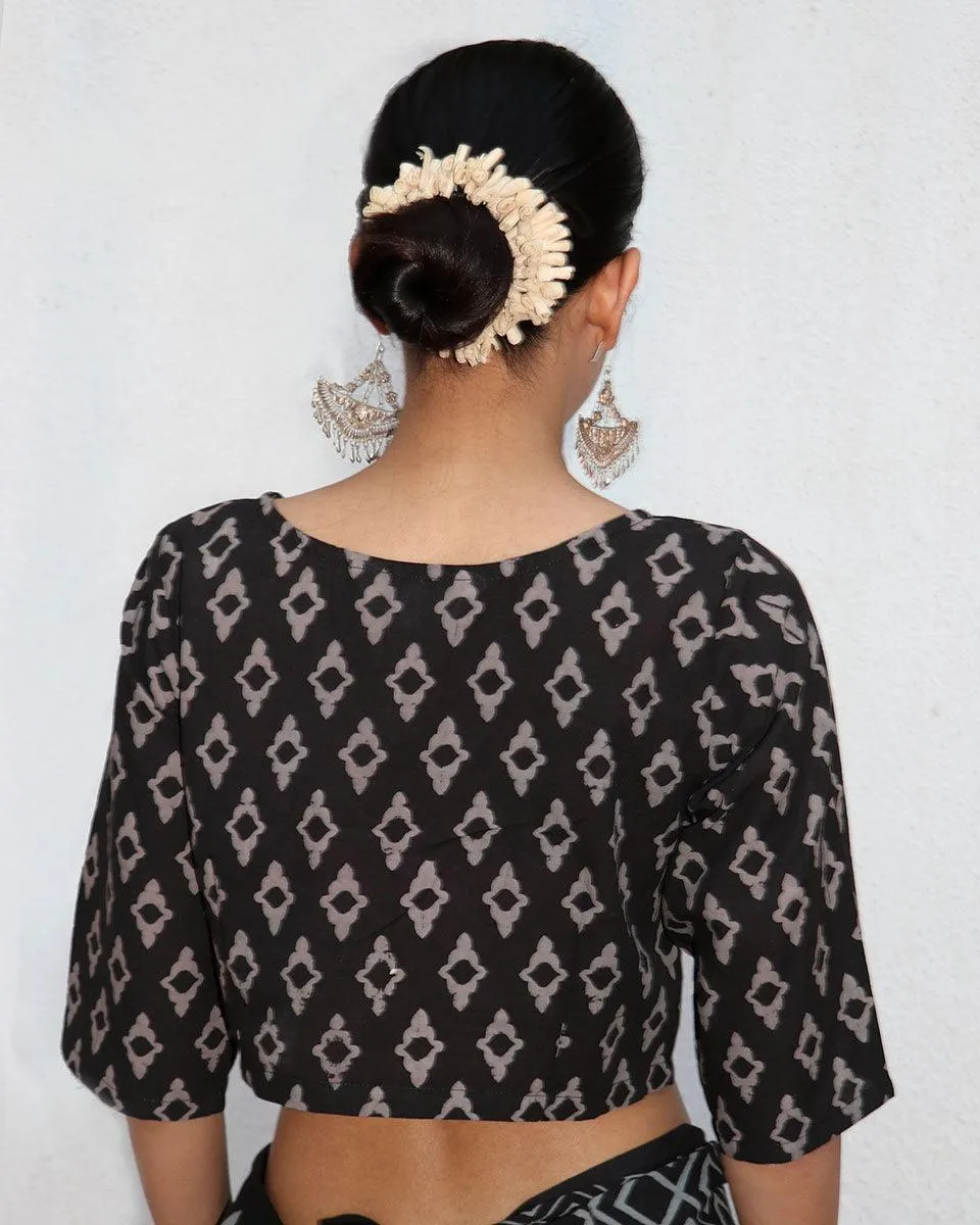 Gitana Blockprinted Cotton Crop Top Blouse - NOMAD