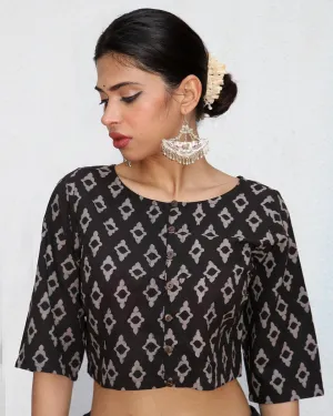 Gitana Blockprinted Cotton Crop Top Blouse - NOMAD