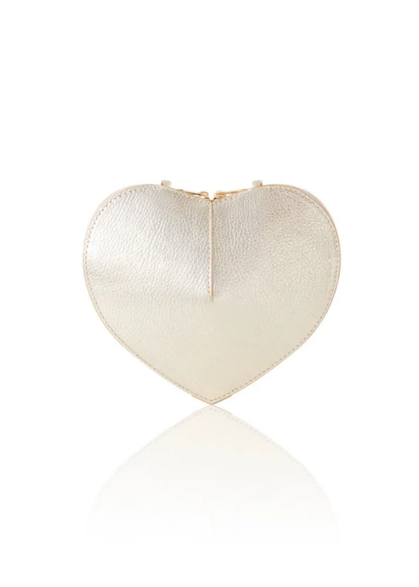 Gold Leather Heart Bag