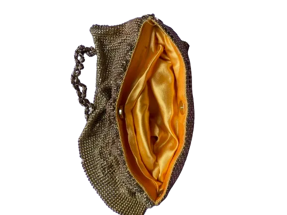 Gold Slinky Mesh Crossbody Evening Bag
