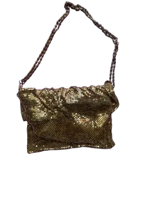 Gold Slinky Mesh Crossbody Evening Bag