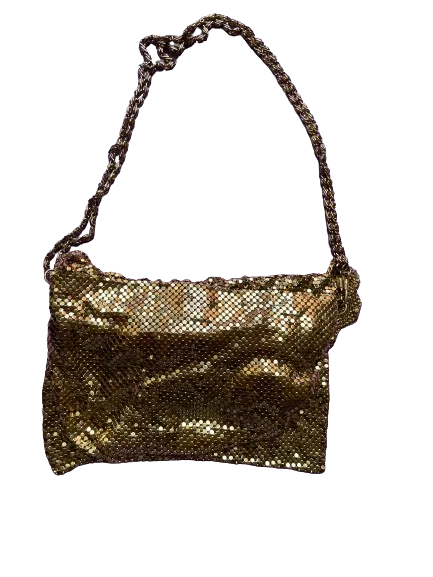 Gold Slinky Mesh Crossbody Evening Bag