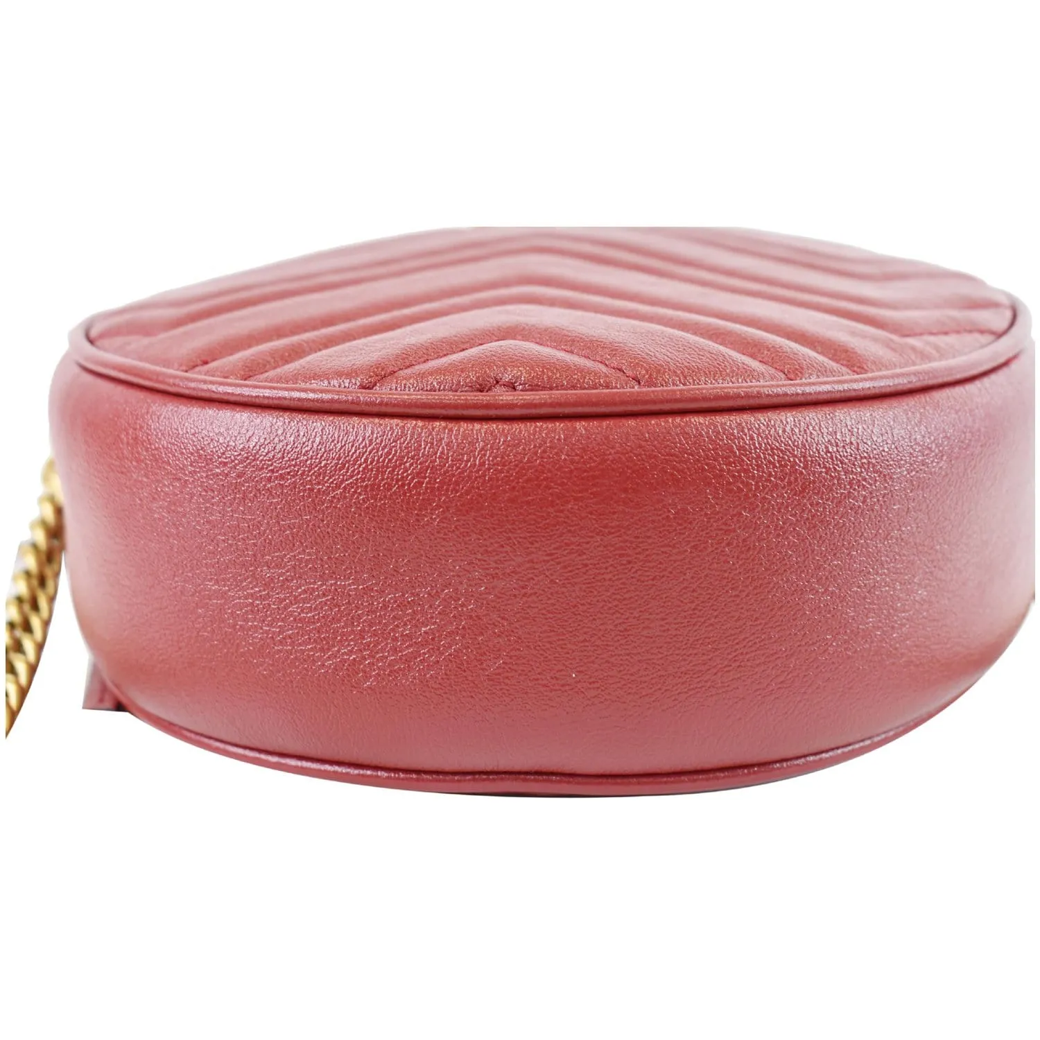 GUCCI GG Marmont Mini Round Leather Crossbody Bag Red 550154