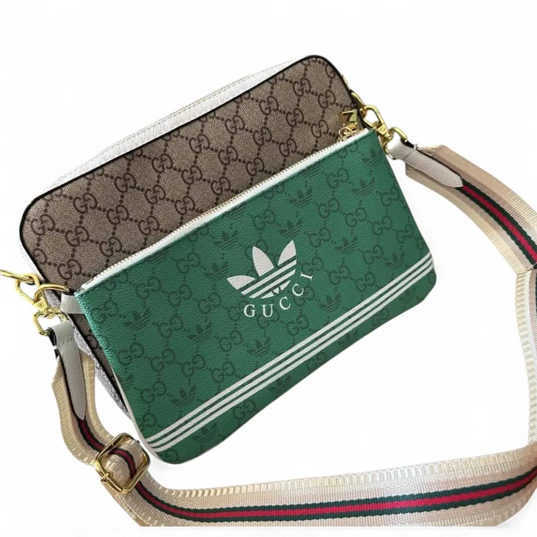 Gucci x Adidas Green Monogram Shoulder Bag