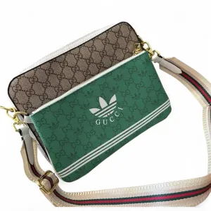 Gucci x Adidas Green Monogram Shoulder Bag