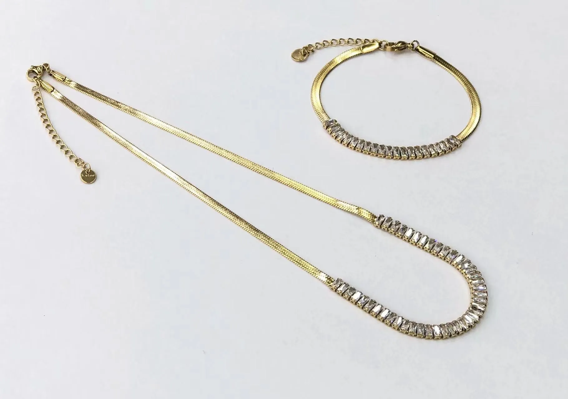 Half Crystal Gold Necklace