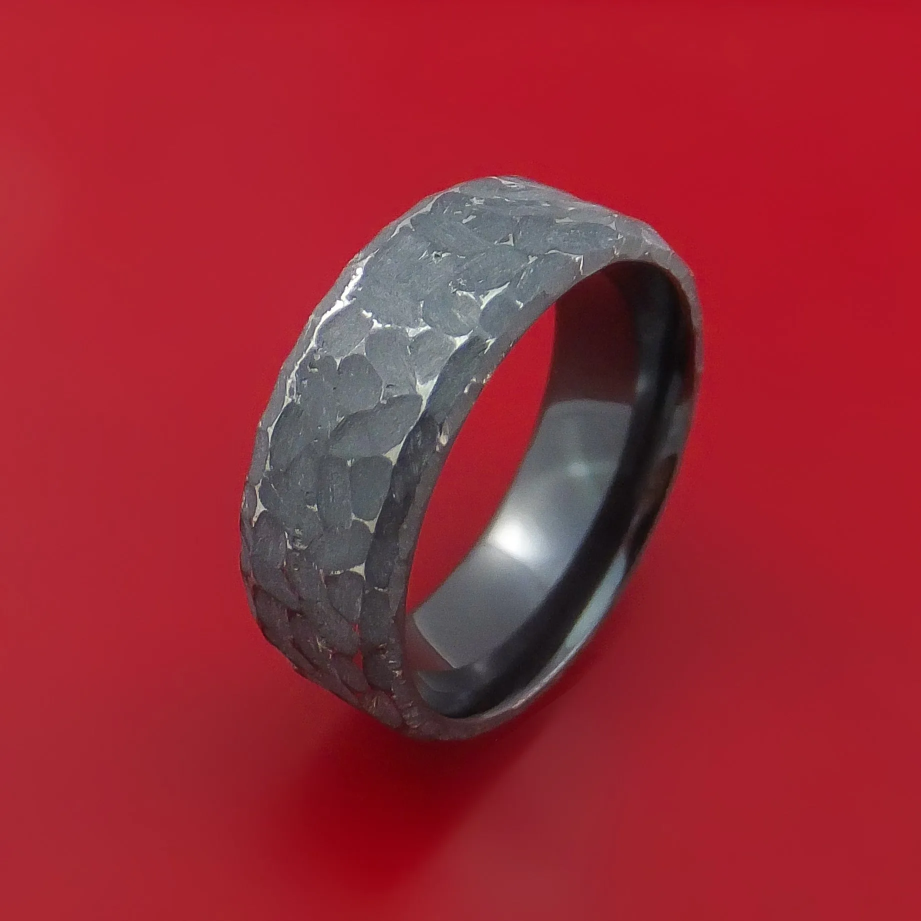 Hammered Black Zirconium Ring Custom Made Band