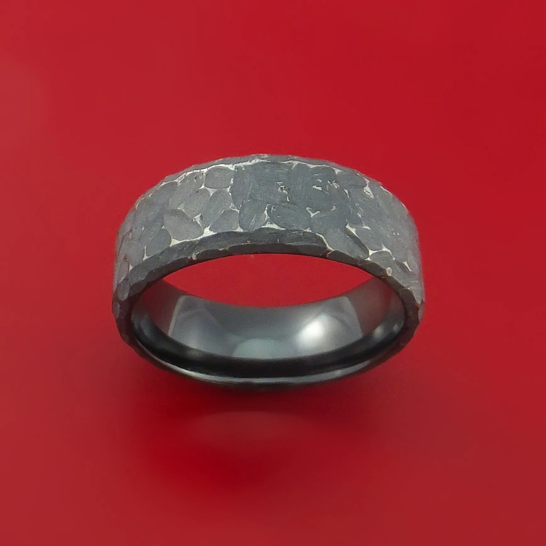 Hammered Black Zirconium Ring Custom Made Band