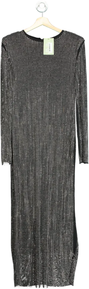 H&M Black Long Sleeve Mesh Dress UK XS