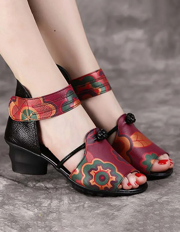 Handmade Ethnic Style Fish-toe Chunky Sandals