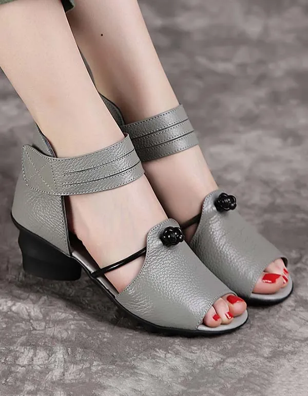 Handmade Ethnic Style Fish-toe Chunky Sandals