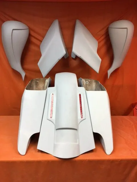Harley Davidson 5" Fifty Five Stretched Saddlebag LED Fender Tank Shroud Side Covers Full Body Kit - Dual CutOuts