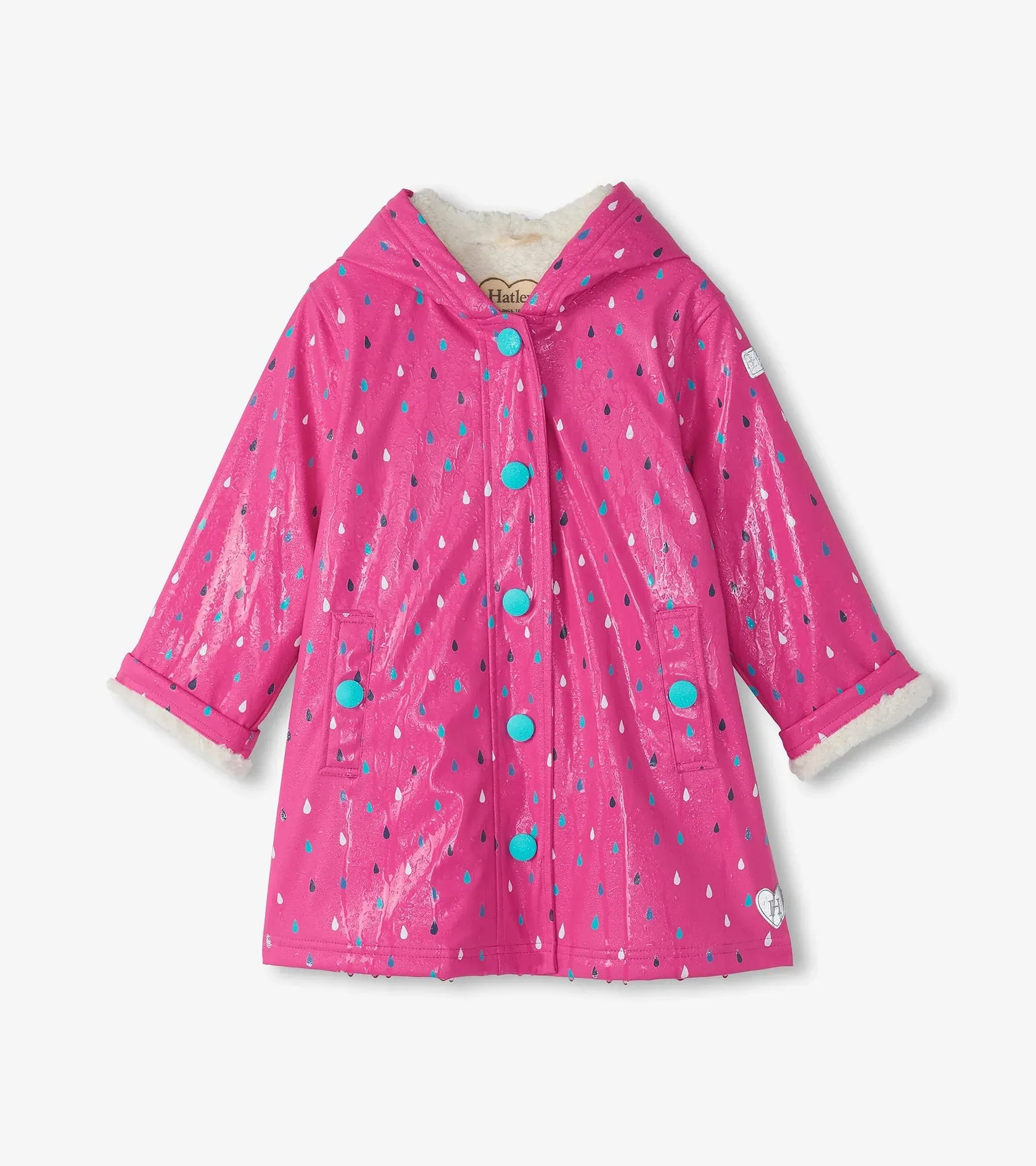 Hatley Tiny Drops Color Changing Sherpa Lined Splash Rain Jacket