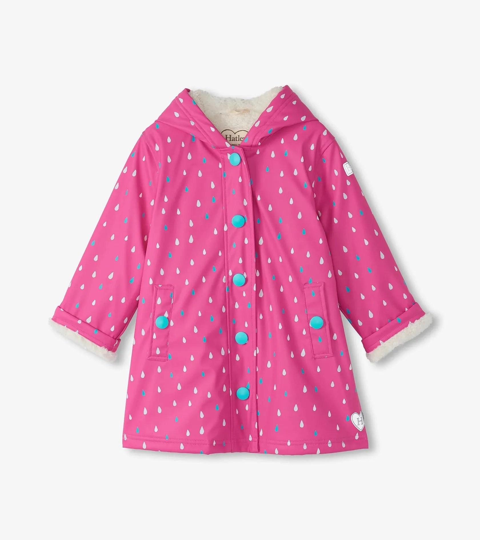 Hatley Tiny Drops Color Changing Sherpa Lined Splash Rain Jacket