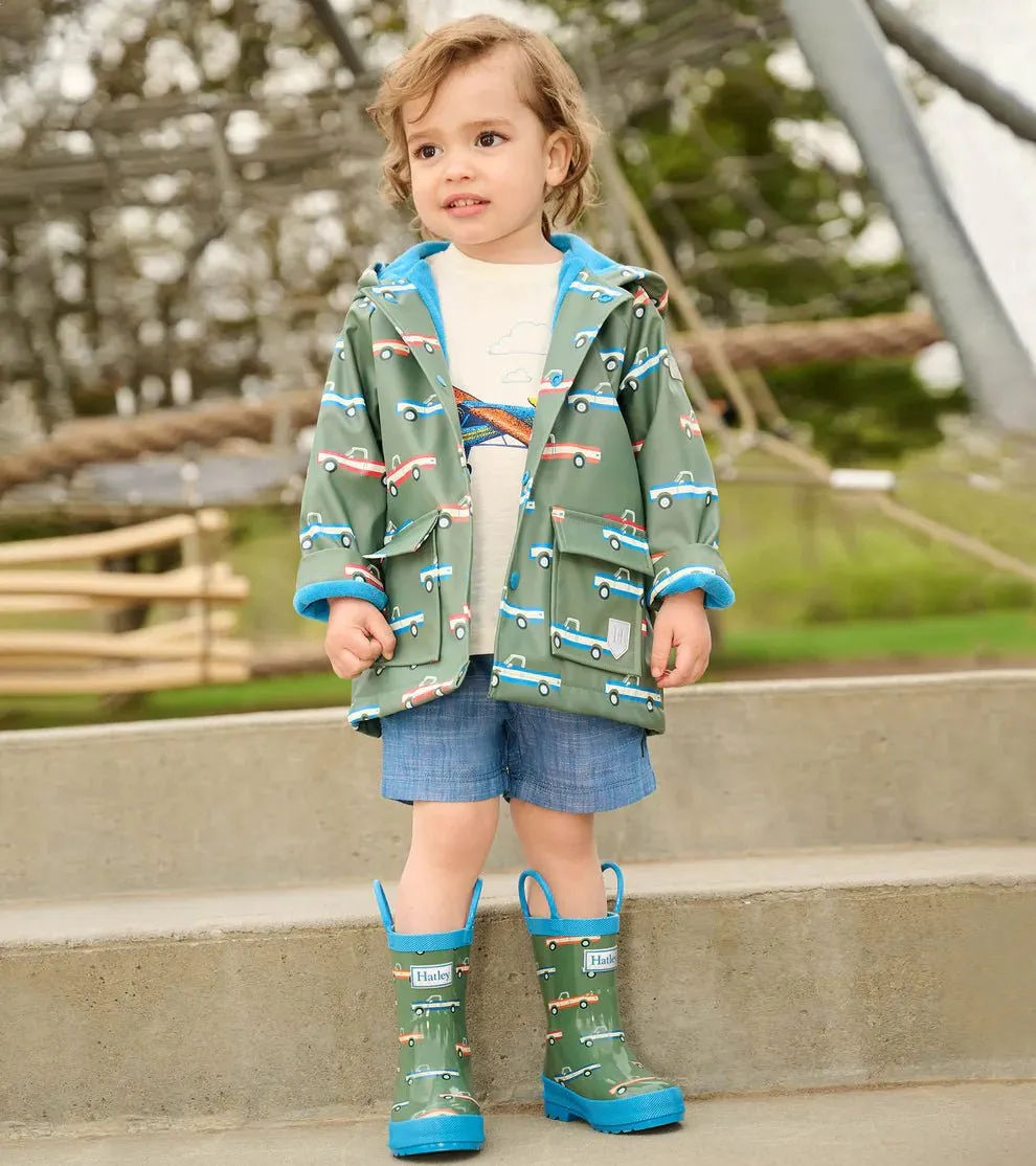 Hatley Toddler Boys Big Trucks Button-Up Rain Jacket