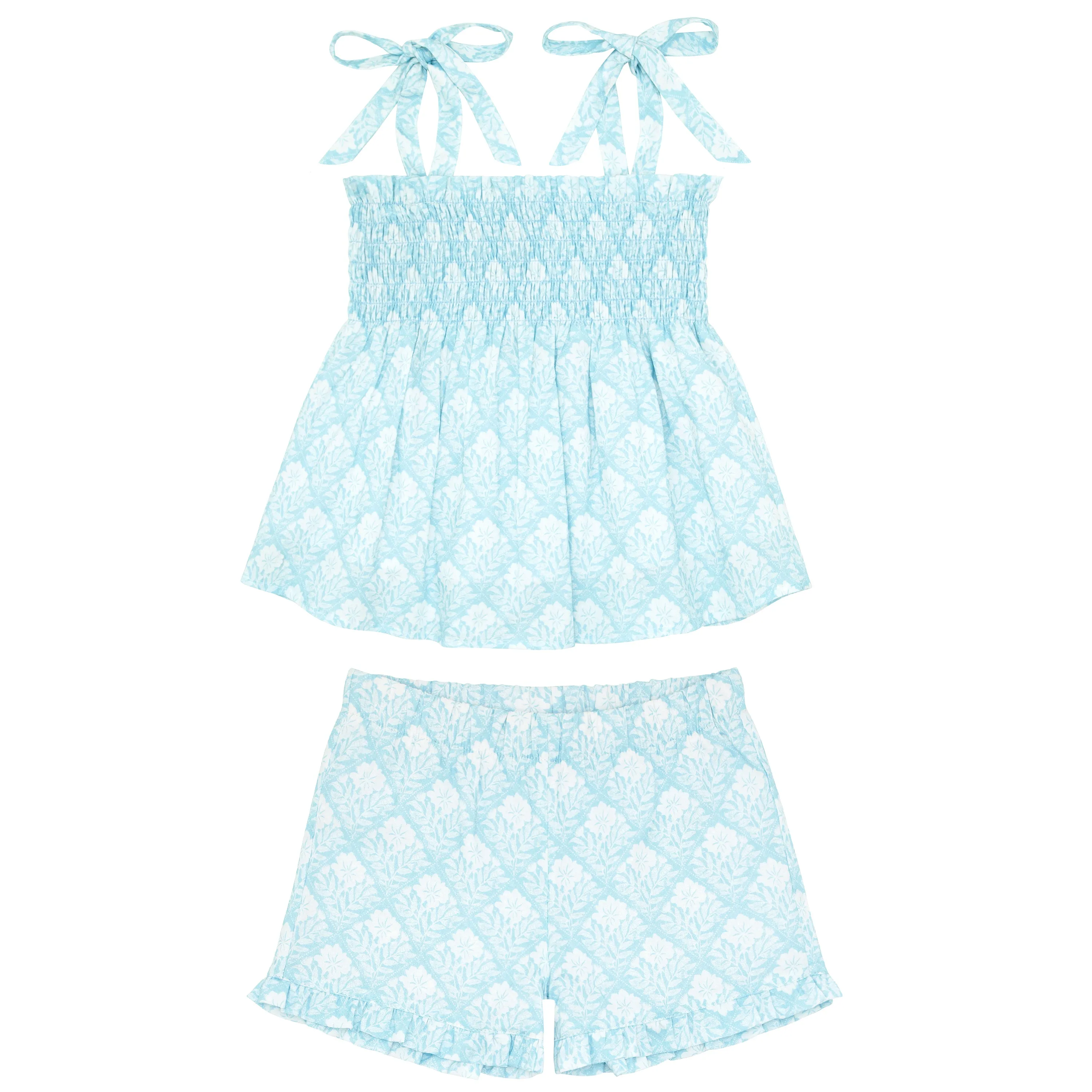 Hawaiian Quilt Smocked Tie Short Set