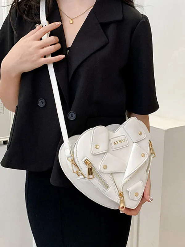 Heart Shape Split-Joint Zipper Bags Crossbody Bags Handbags
