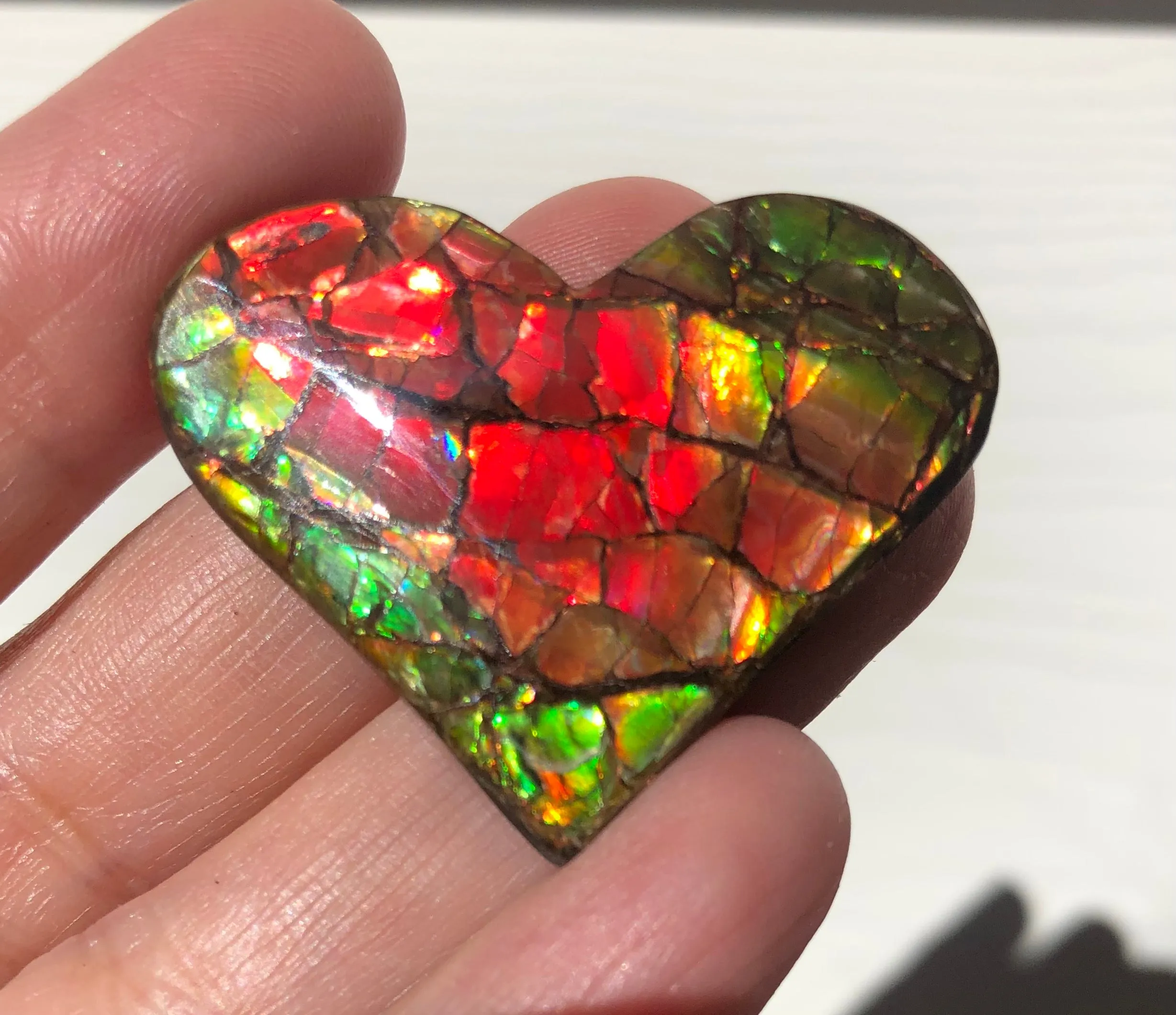 Heart shaped, Natural hand polished, Free Form . FFNT160 Ammolite