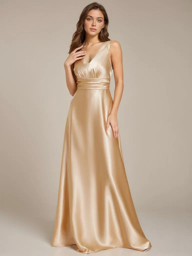 Heidi A line satin light gold wedding gown with pockets Express NZ wide
