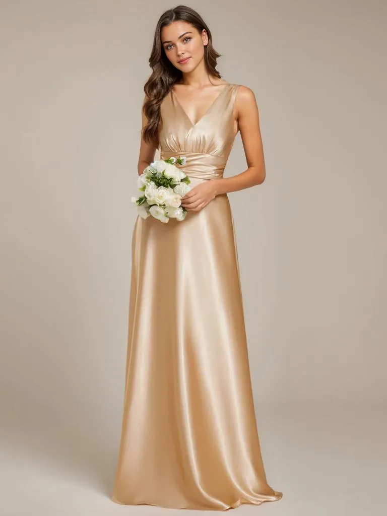 Heidi A line satin light gold wedding gown with pockets Express NZ wide