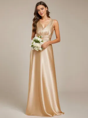 Heidi A line satin light gold wedding gown with pockets Express NZ wide