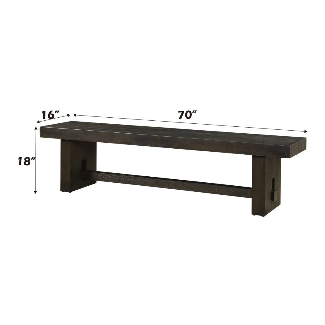 Hennig Bench in Distressed Walnut Gracie Oaks