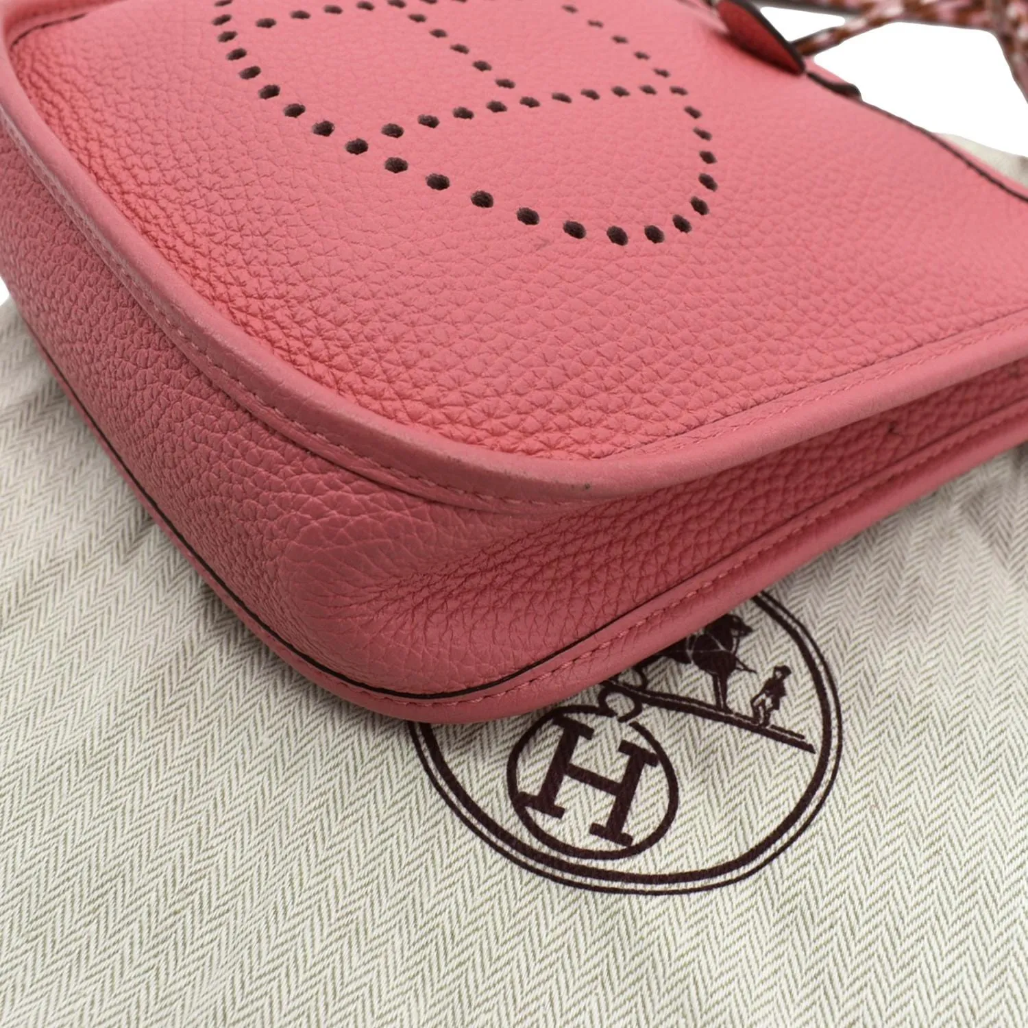 HERMES Women Maxi Evelyne Amazone TPM Clemence Leather Crossbody Bag Pink