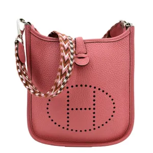 HERMES Women Maxi Evelyne Amazone TPM Clemence Leather Crossbody Bag Pink
