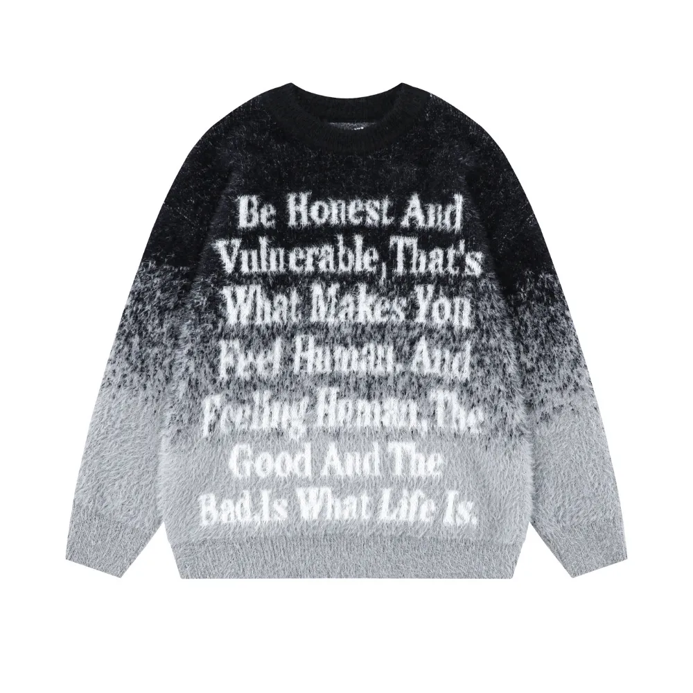 High Street Gradient Letter Jacquard  Sweater