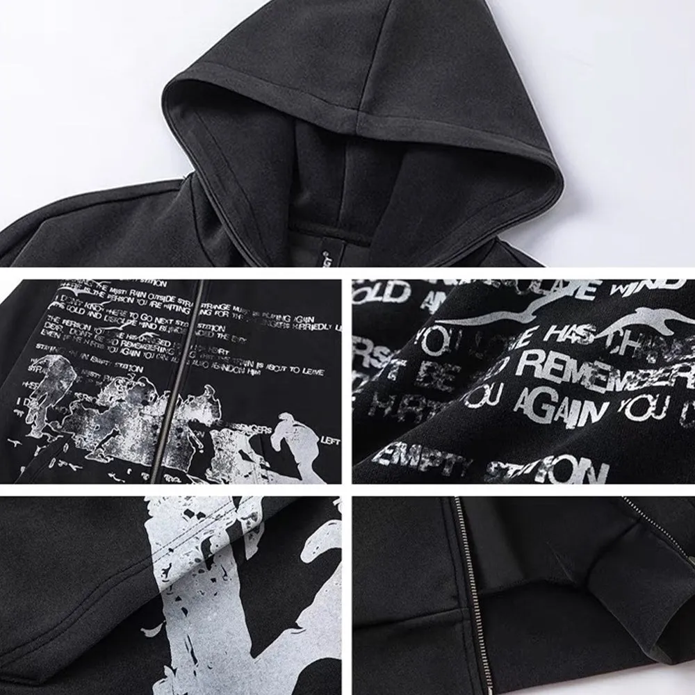 High Street Hip Hop Retro Print Hoodie