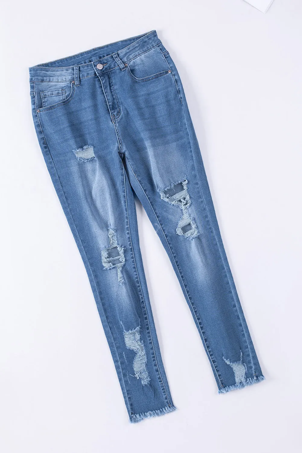 High Waist Distressed Skinny Jeans