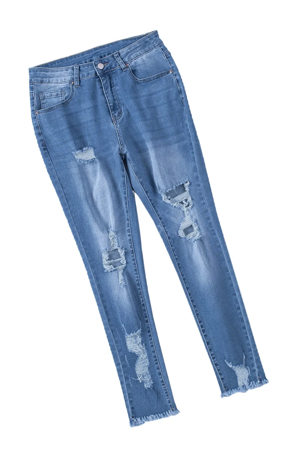 High Waist Distressed Skinny Jeans