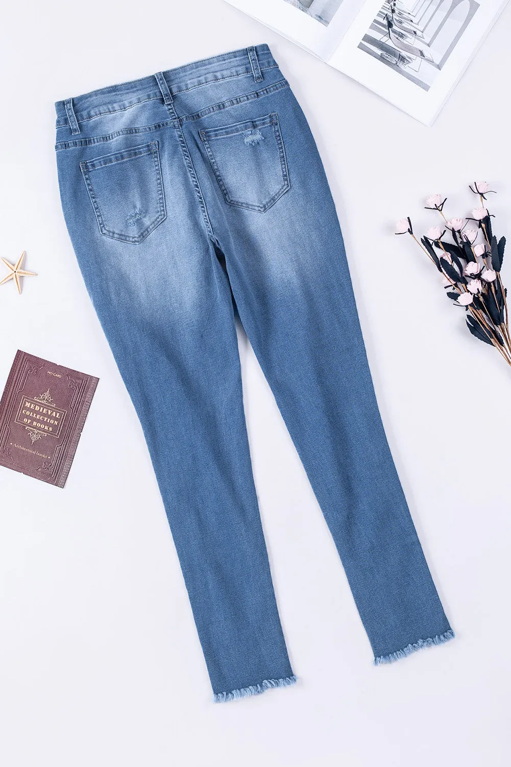 High Waist Distressed Skinny Jeans