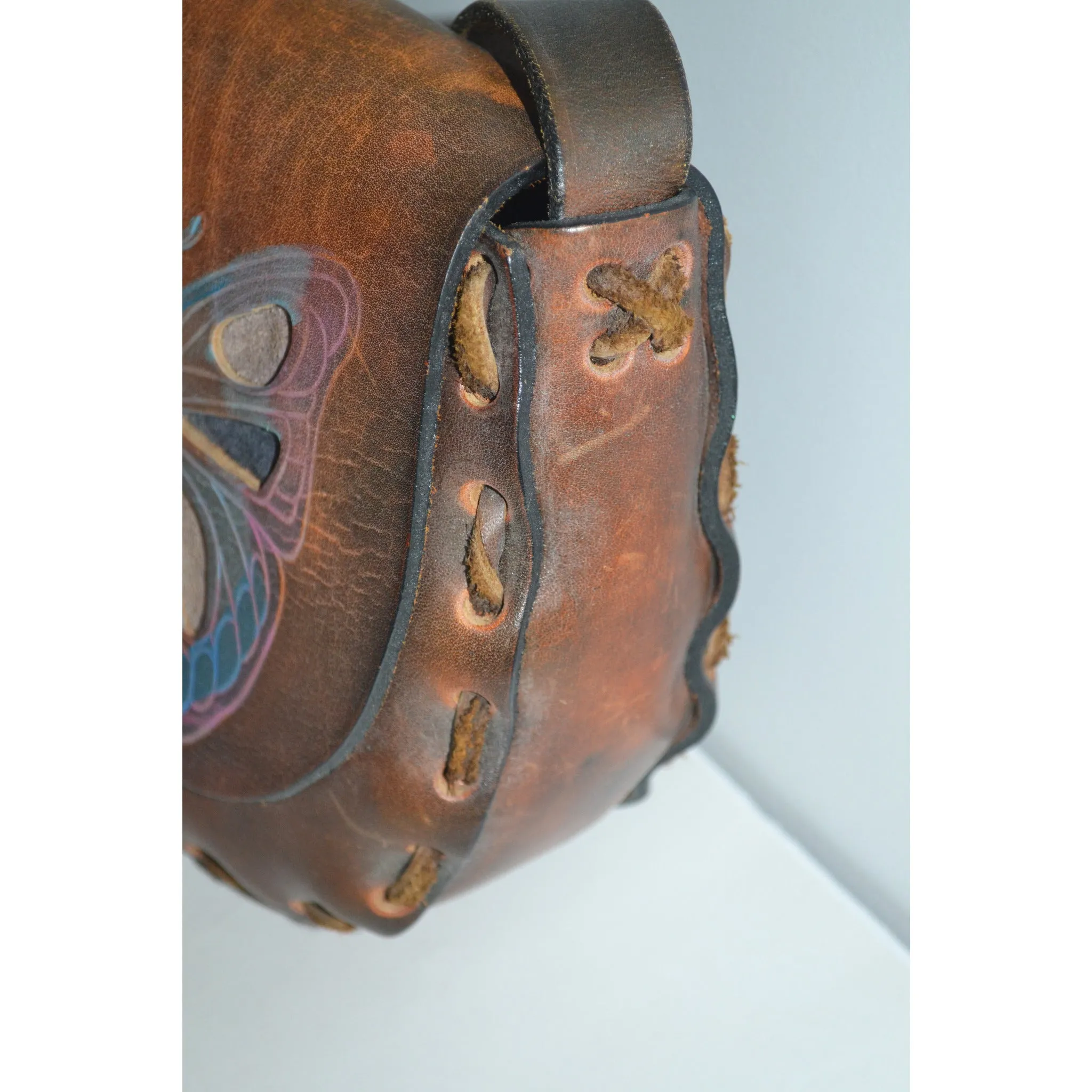 Hippy Tooled Leather Butterfly Purse