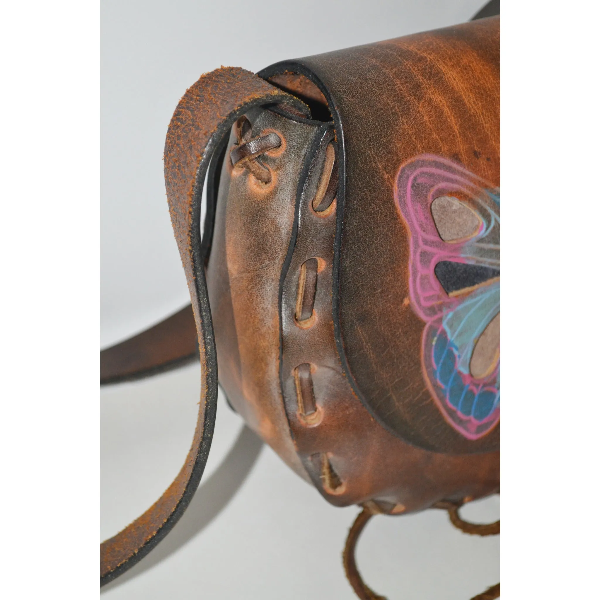 Hippy Tooled Leather Butterfly Purse