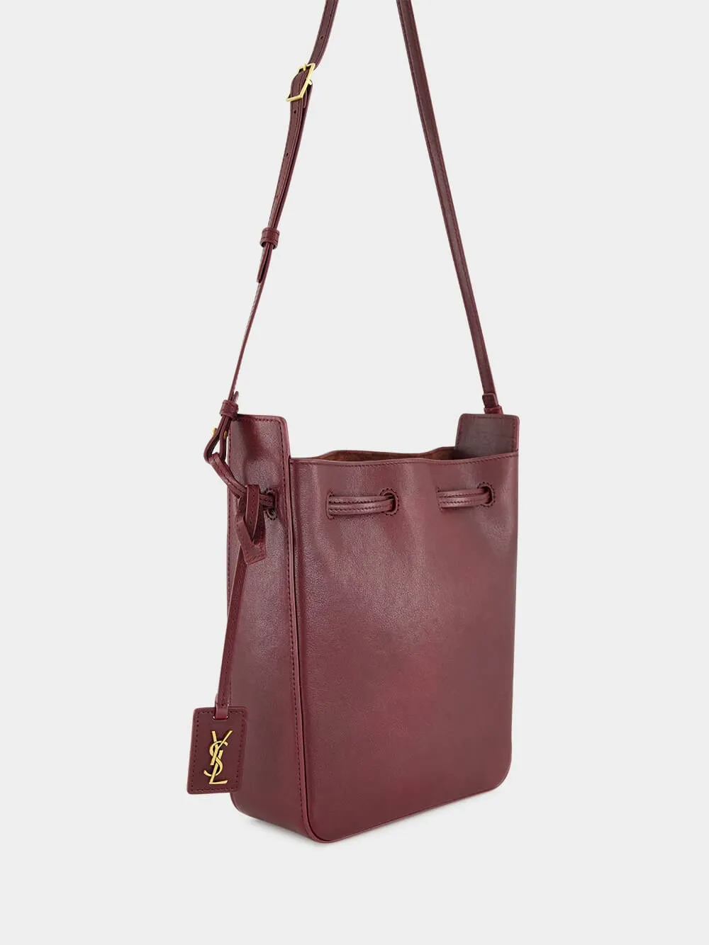 Hot Wine Leather Bucket Bag with Cassandre Charm