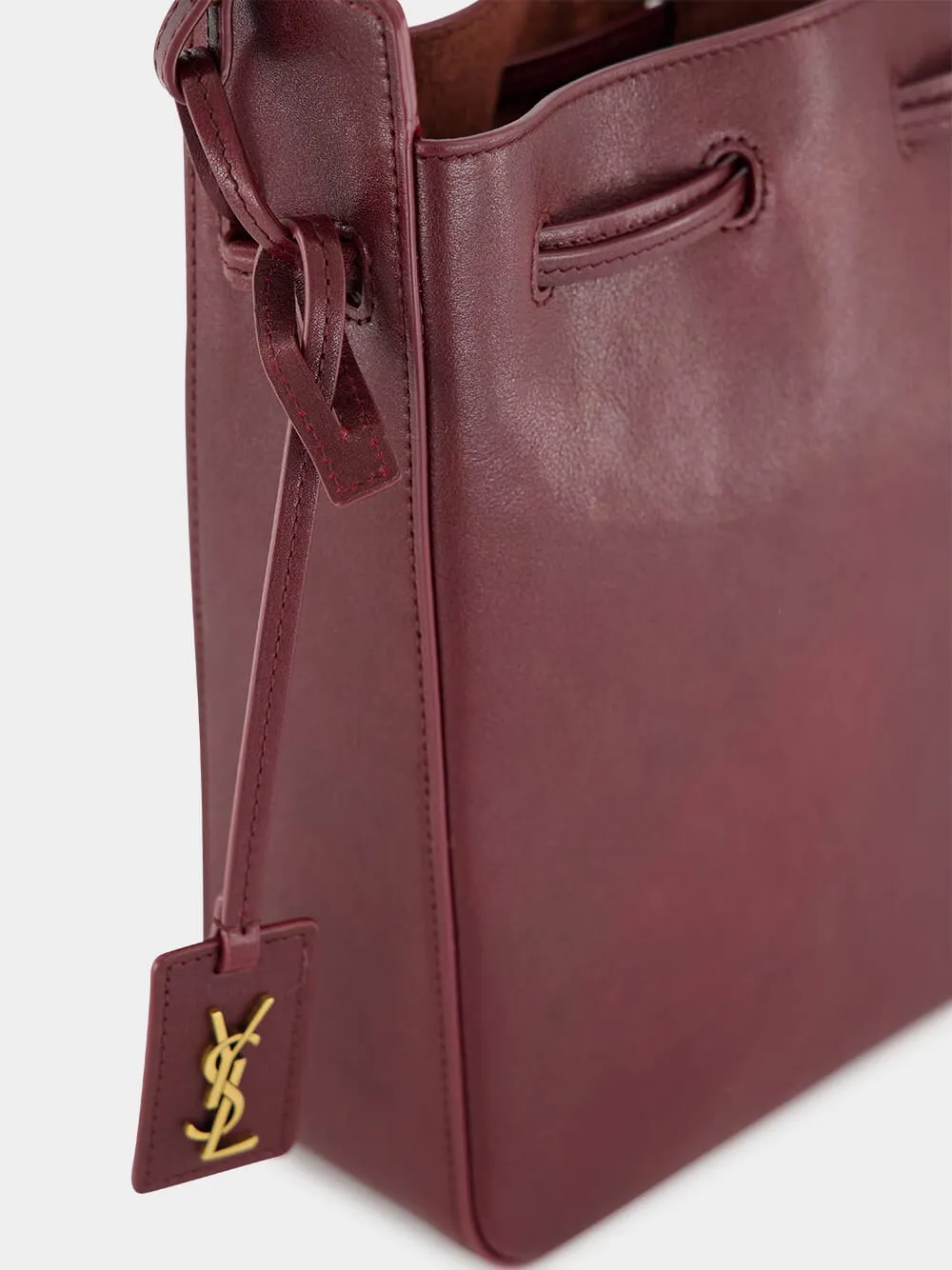 Hot Wine Leather Bucket Bag with Cassandre Charm