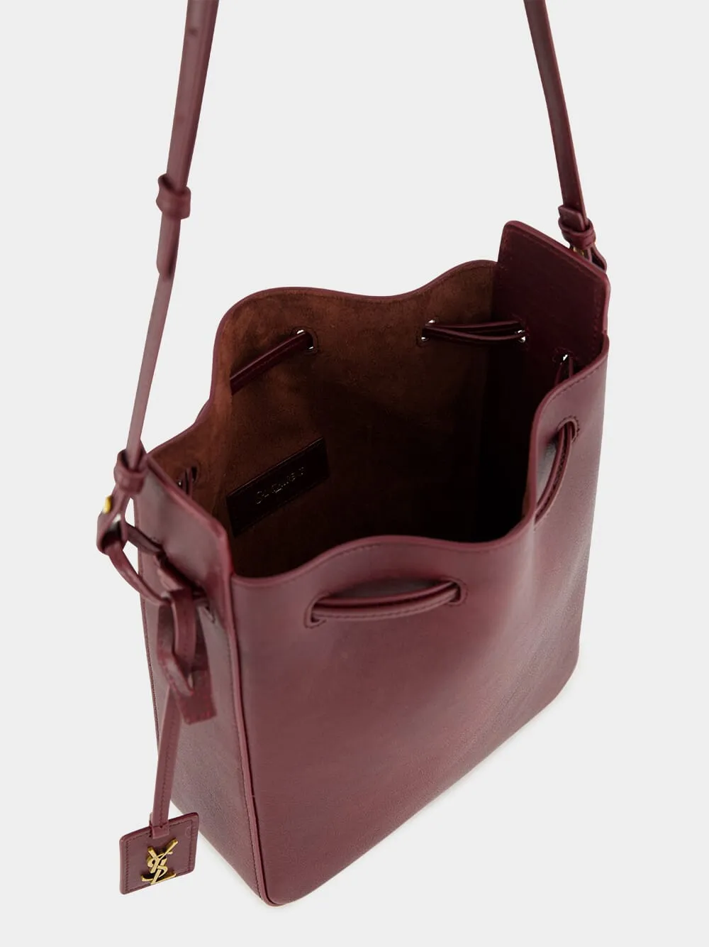 Hot Wine Leather Bucket Bag with Cassandre Charm