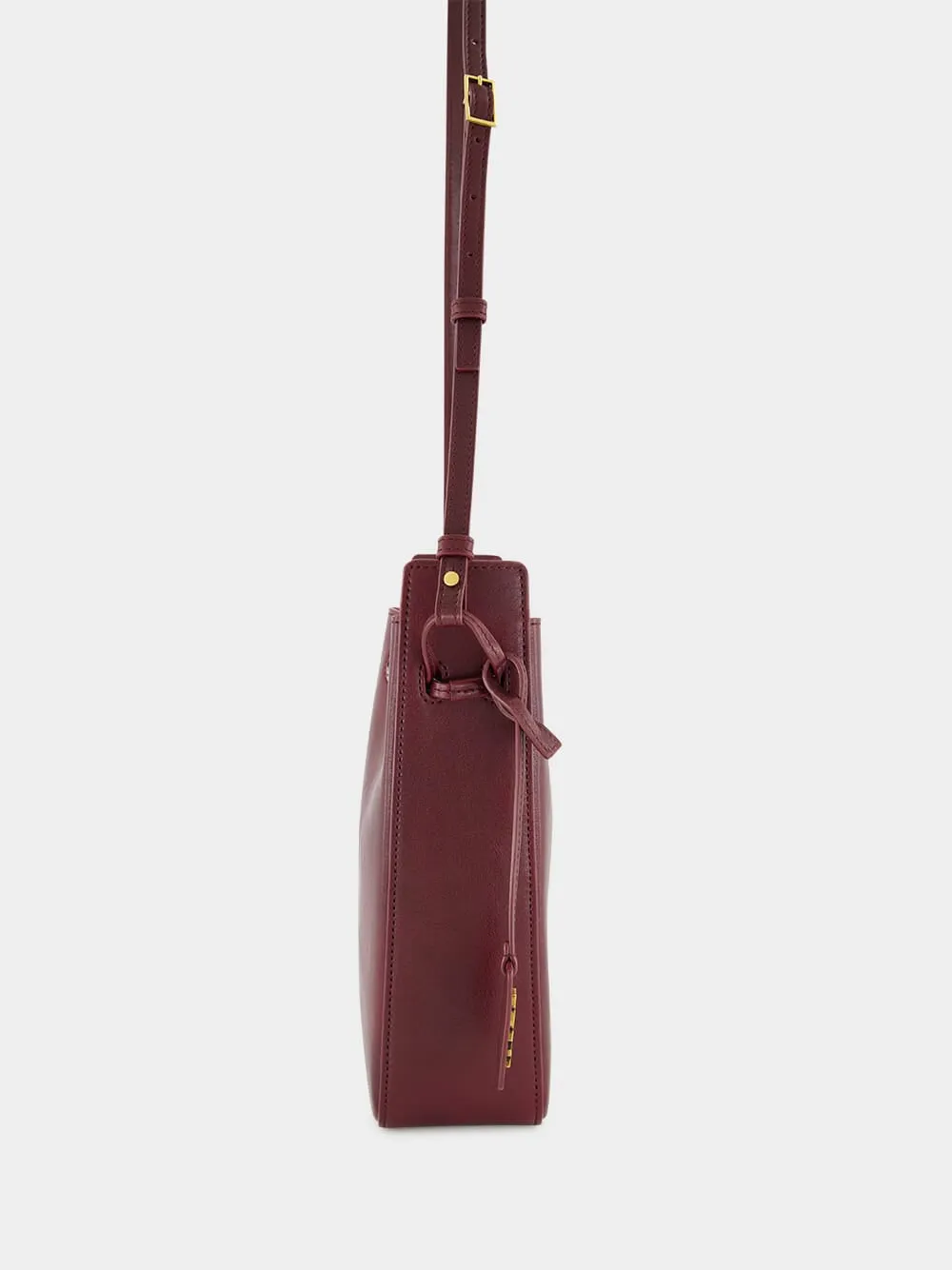 Hot Wine Leather Bucket Bag with Cassandre Charm