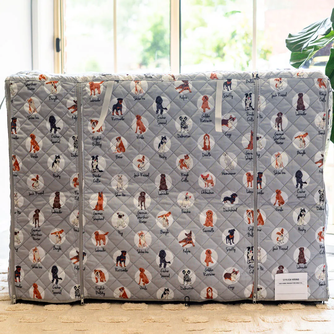 Hounds Quilted Crate Cover