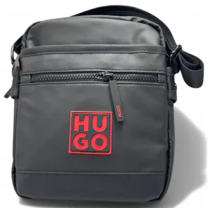 HUGO by Hugo Boss Black Compact Crossbody Bag with Red Logo