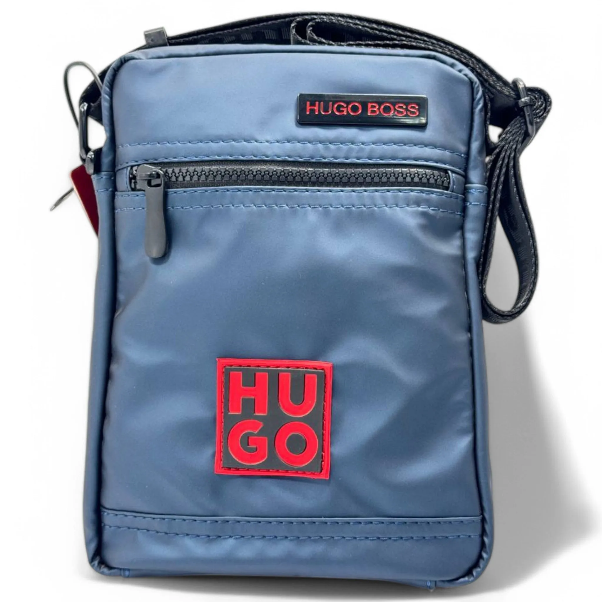 HUGO by Hugo Boss Black Compact Crossbody Bag with Red Logo