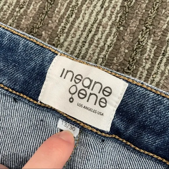 Insane Gene Wide Leg Distressed Flare Raw Hem High Rise Jeans Sz 13/30