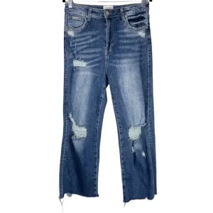 Insane Gene Wide Leg Distressed Flare Raw Hem High Rise Jeans Sz 13/30