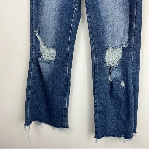 Insane Gene Wide Leg Distressed Flare Raw Hem High Rise Jeans Sz 13/30