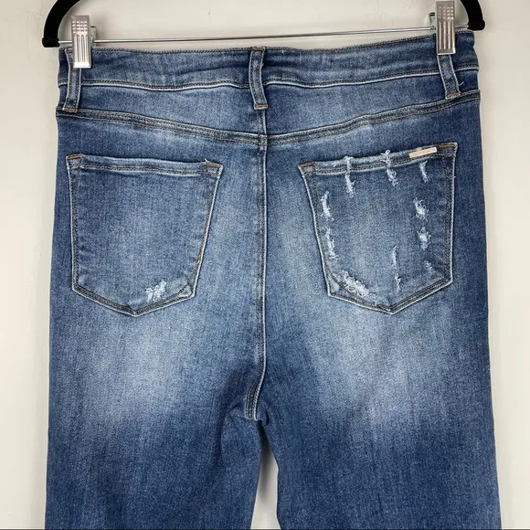 Insane Gene Wide Leg Distressed Flare Raw Hem High Rise Jeans Sz 13/30